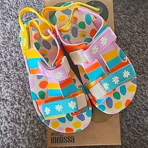 Mini Melissa Girls Ping Pong Fabula Print Sandals, Beige \ Pink 12